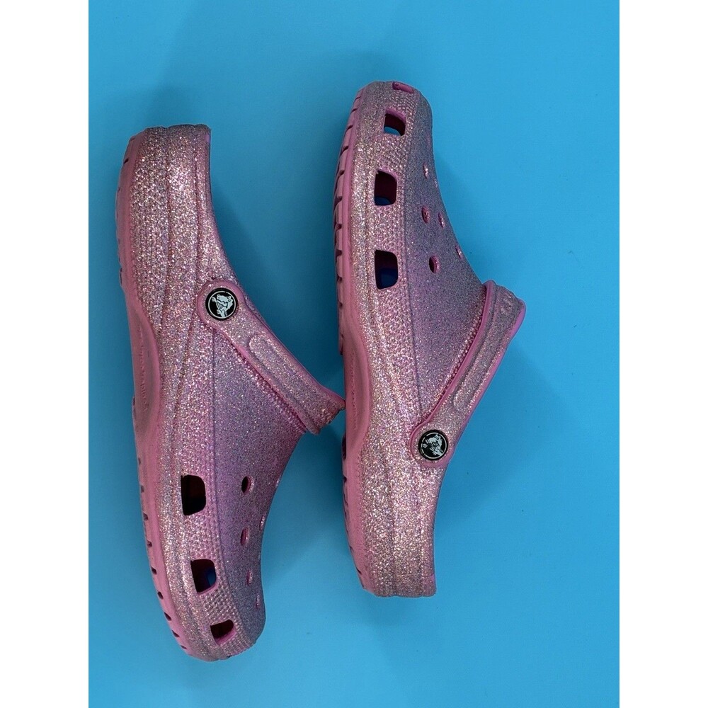 Crocs Classic Glitter Clog Women’s 11 Men’s 9 Pink Sparkle Slip On Shoes